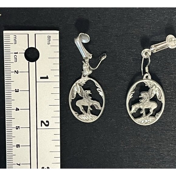 Vintage Pewter Earrings Horse Cowboy 1996 Sisk - Picture 7 of 7
